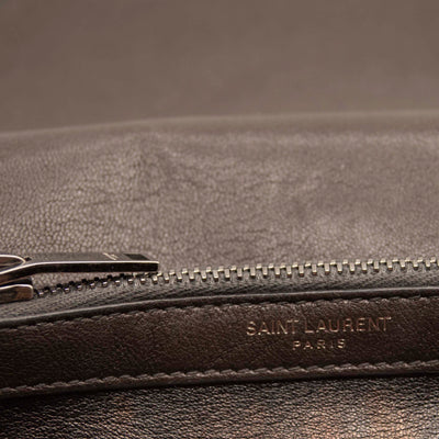 Black Saint Laurent Monogram Long Wallet, Saint Laurent Gray Matelasse  Sheepskin Large College Bag