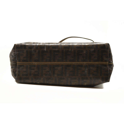 FENDI Zucca Spalmati Roll Tote Brown Coated Canvas