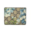 GUCCI GG Supreme Monogram Blooms Card Case Beige Blue Navy Hibiscus Red