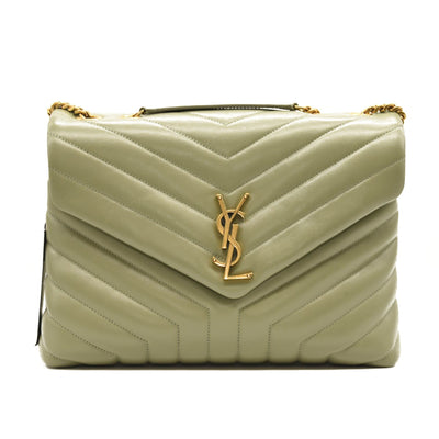 NEW $3200 Saint Laurent Loulou Medium Shoulder Bag Sage Green