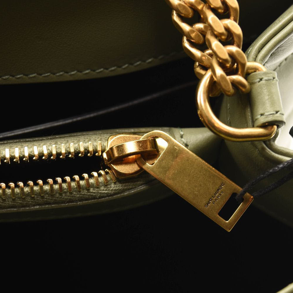 Saint Laurent Paris Gold Textured Monogram Leather Chain Clutch