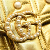 GUCCI Metallic Calfskin Matelasse Studded Mini Pearly GG Marmont Shoulder Bag Gold