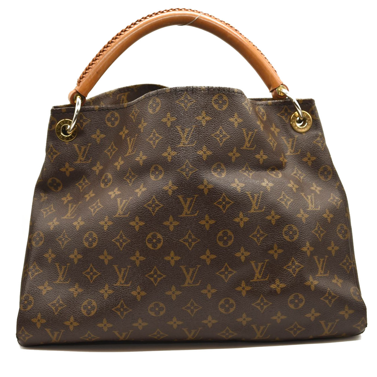 Louis Vuitton Monogram Braided V Tote mm White Leather Shoulder Hand Bag Preowned