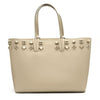 NEW $1990 CHRISTIAN LOUBOUTIN CABATA STUDDED LEATHER TOTE GOOSE GREY