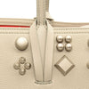 NEW $1990 CHRISTIAN LOUBOUTIN CABATA STUDDED LEATHER TOTE GOOSE GREY