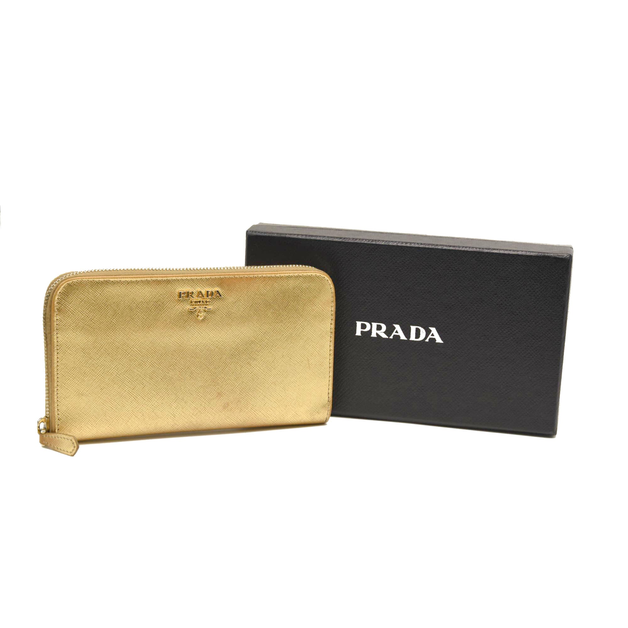 Prada saffiano leather 2024 zip around wallet