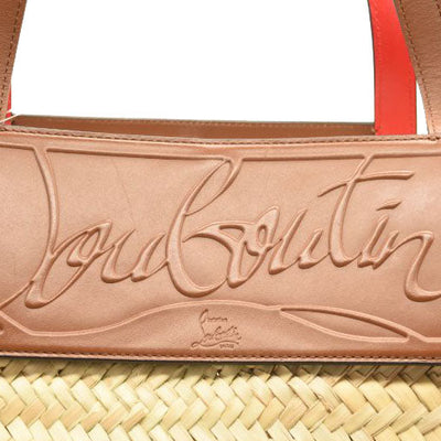 NEW $600 CHRISTIAN LOUBOUTIN Woven Straw Loubishore Tote Beige