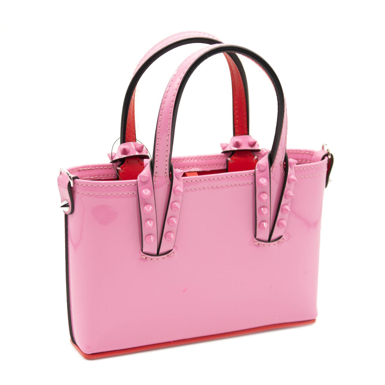 Christian Louboutin Cabata Nano Pink Patent Leather Tote Bag New