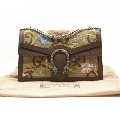 Gucci Dionysus Shoulder Bag Super Mini Jumbo GG Camel/Ebony in