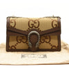 GUCCI Monogram Jumbo GG Textured Dollar Calfskin Medium Dionysus Camel Ebony New Acero