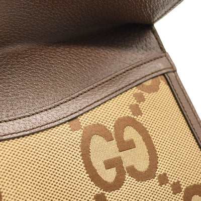 GUCCI Monogram Jumbo GG Textured Dollar Calfskin Medium Dionysus Camel Ebony New Acero