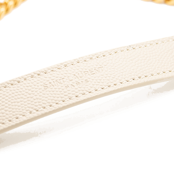 New Saint Laurent Monogram Small Envelope Leather Wallet on Chain Mixed Matelasse White
