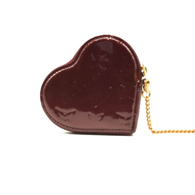 LOUIS VUITTON Vernis Heart Coin Purse Rouge Fauviste