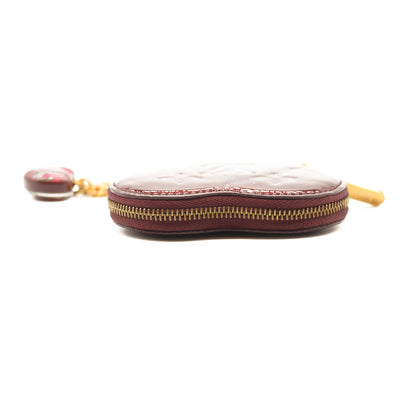 LOUIS VUITTON Vernis Heart Coin Purse Rouge Fauviste