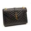 NEW Saint Laurent Grain De Poudre Textured Mixed Matelasse Triquilt Medium Monogram Satchel Black