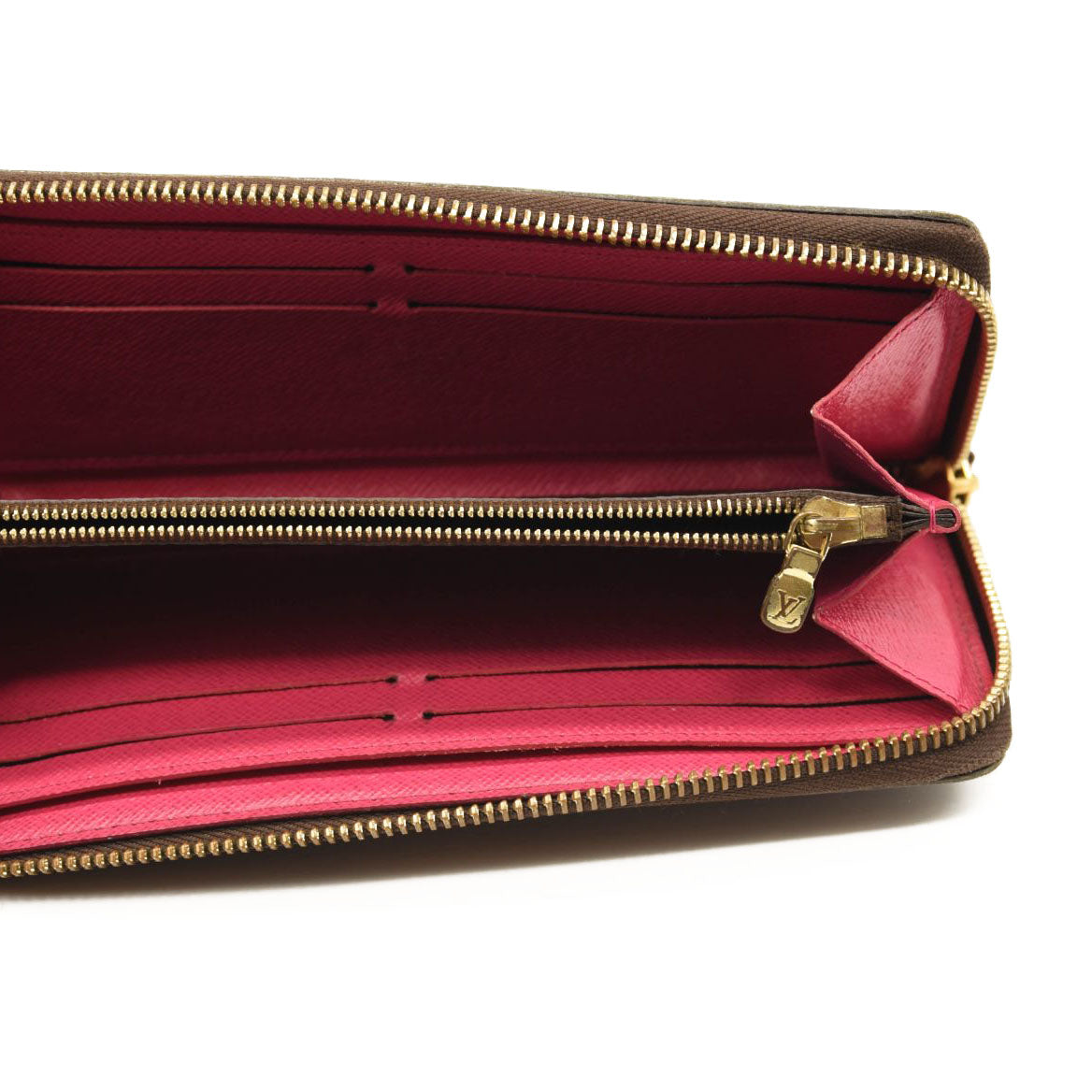 Louis Vuitton monogram Clemence wallet with fuchsia interior
