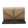 NEW Saint Laurent Envelope Wallet On Chain Bag Mixed Matelasse Dark Beige