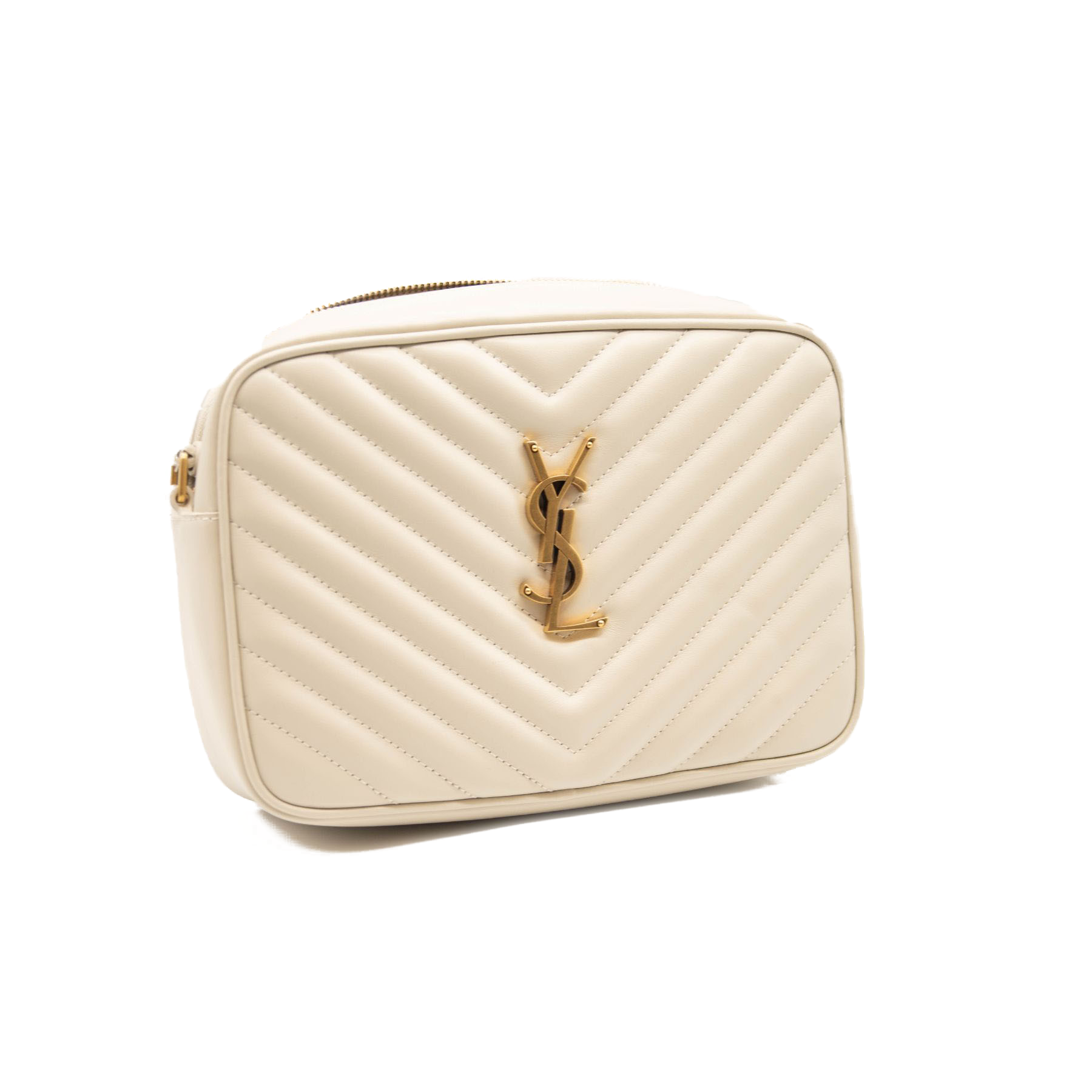 Saint Laurent Mini Lou Quilted Leather Camera Bag In Off-white
