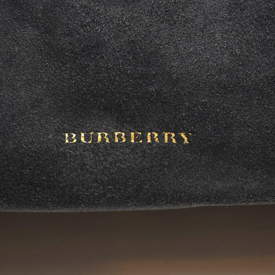 BURBERRY Suede House Check Medium Banner Tote Ink Blue