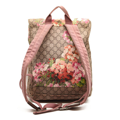 Pre-Owned GUCCI GG Supreme Monogram Blooms Medium Single Buckle Backpack Beige Multicolor Dry Rose