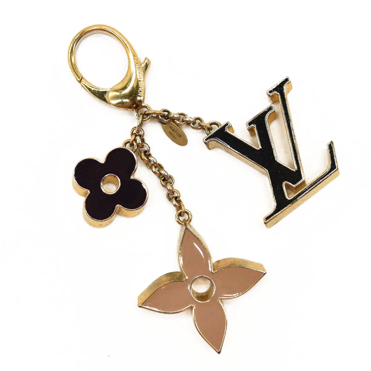 Louis Vuitton Gold & Beige Enamel Fleur De Monogram Bag Charm