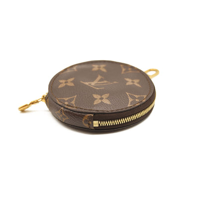 Round Coin purse in Monogram Coated Canvas, Gold Hardware