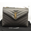 NEW SAINT LAURENT Calfskin Y Quilted Monogram Medium Loulou Chain Satchel Storm