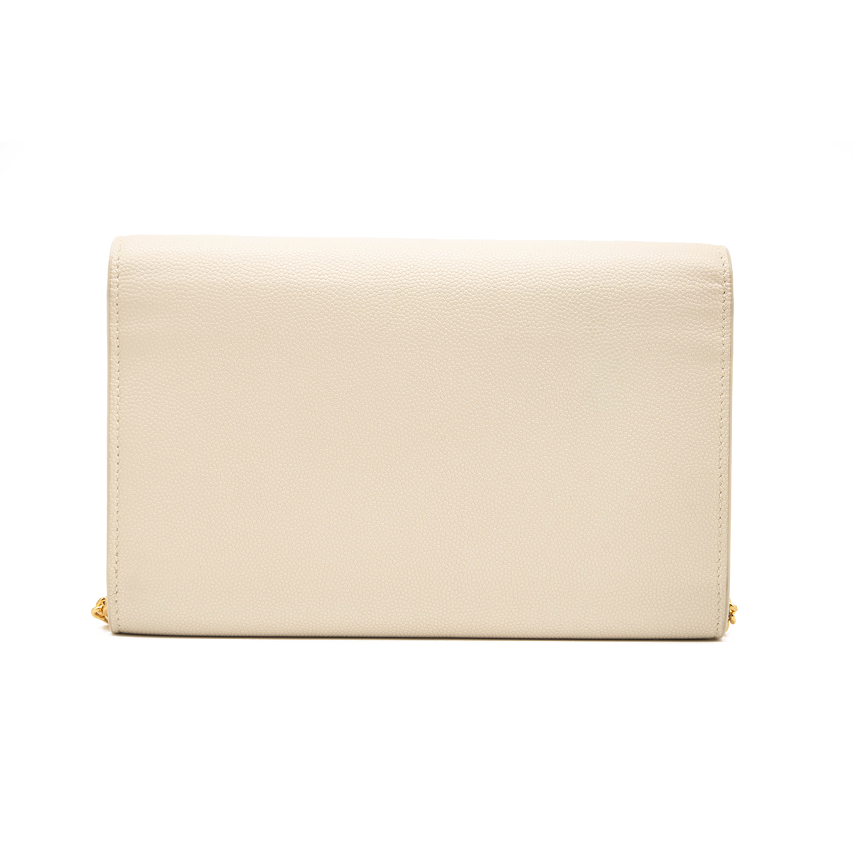 Uptown Leather Wallet On Chain in Beige - Saint Laurent