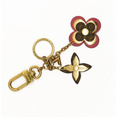 LOUIS VUITTON Monogram Blooming Flowers Bag Charm Key Holder Brown