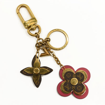 LOUIS VUITTON Monogram Blooming Flowers Bag Charm Key Holder Brown