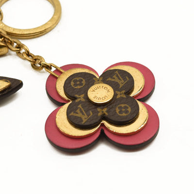 LOUIS VUITTON Monogram Blooming Flowers Bag Charm Key Holder Brown