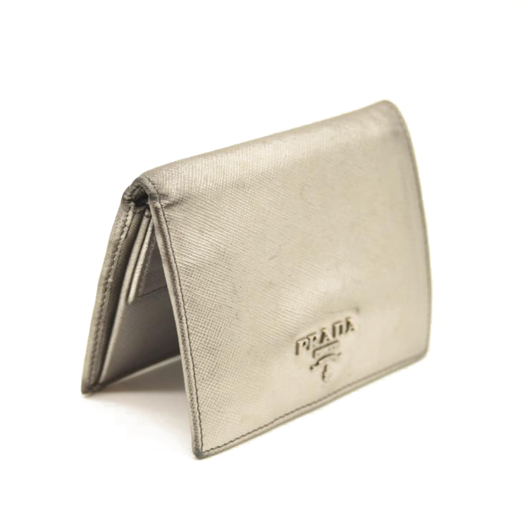 Prada saffiano metal bifold sale wallet