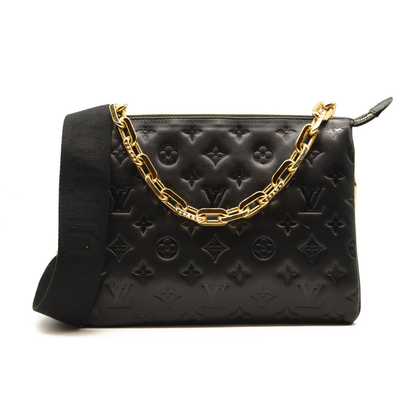 Louis Vuitton Lambskin Embossed Monogram Coussin PM Black