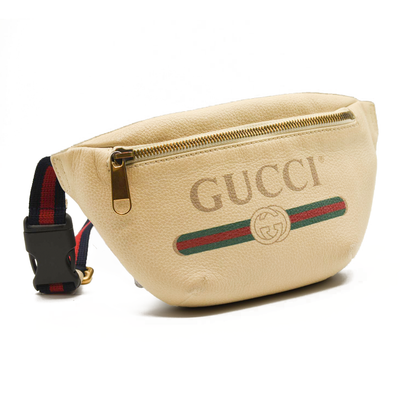 Gucci Grained Calfskin Small Logo Belt Bag White