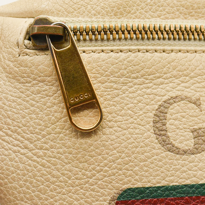 Gucci Grained Calfskin Small Logo Belt Bag White