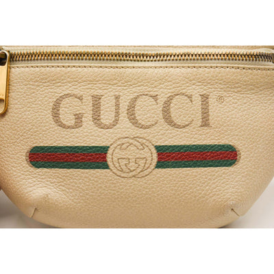 Gucci Grained Calfskin Small Logo Belt Bag White