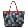 Louis Vuitton Denim Damier Monogram Patchwork Neverfull Blue Rouge AR0280