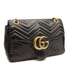 Gucci Calfskin Matelasse Medium GG Marmont Shoulder Bag Black