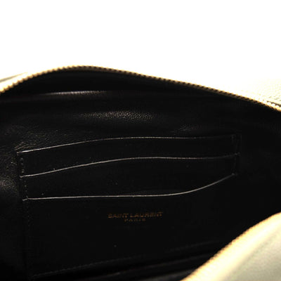 Saint Laurent Lou Mini Bag In Quilted Grain De Poudre Embossed Light Sage