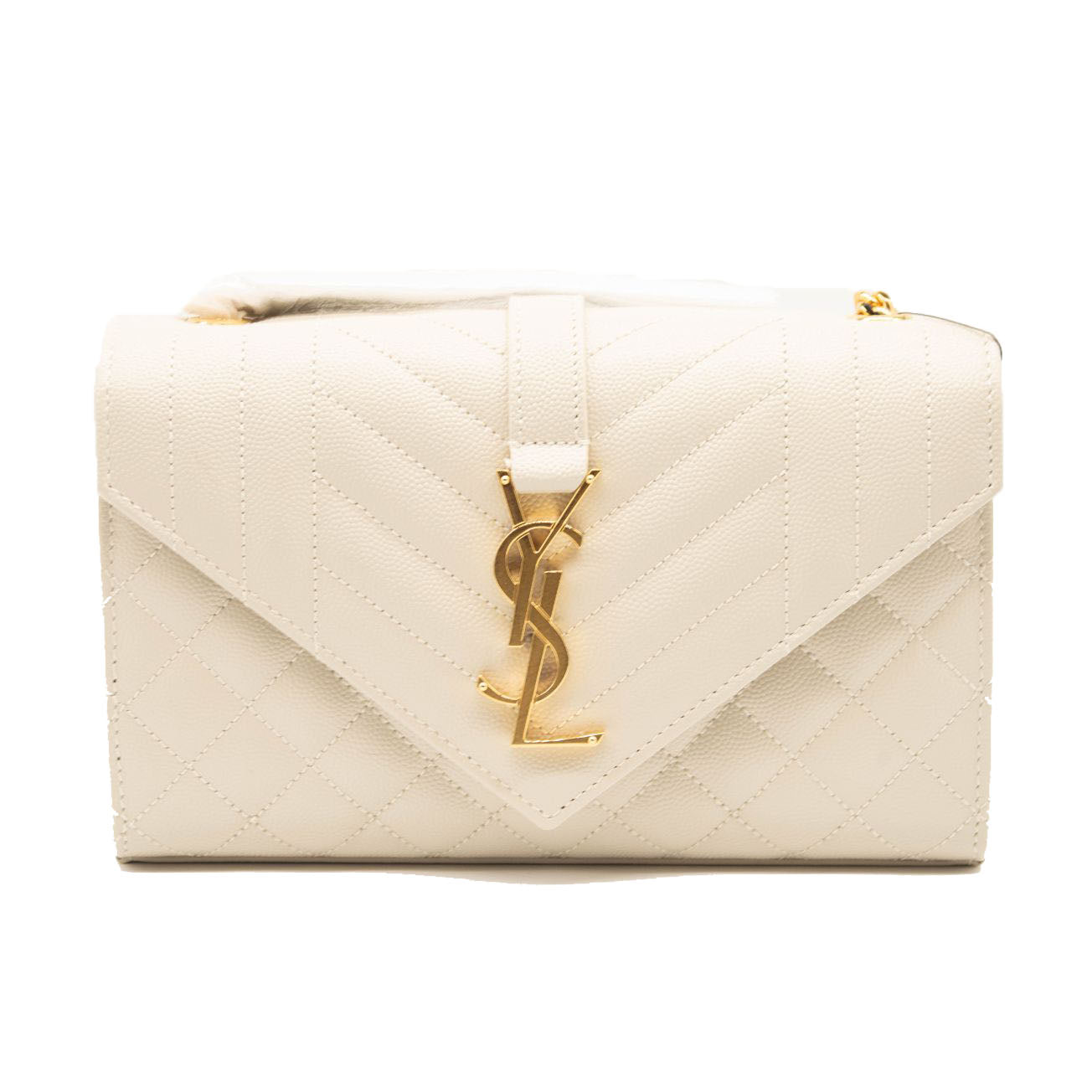 YSL Woc in white  Ysl wallet on chain, Ysl envelope bag, Handbag