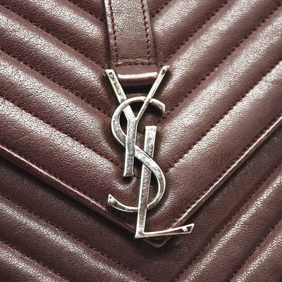 Used Saint Laurent Matelasse Chevron Monogram Medium College Bag Rouge Legion