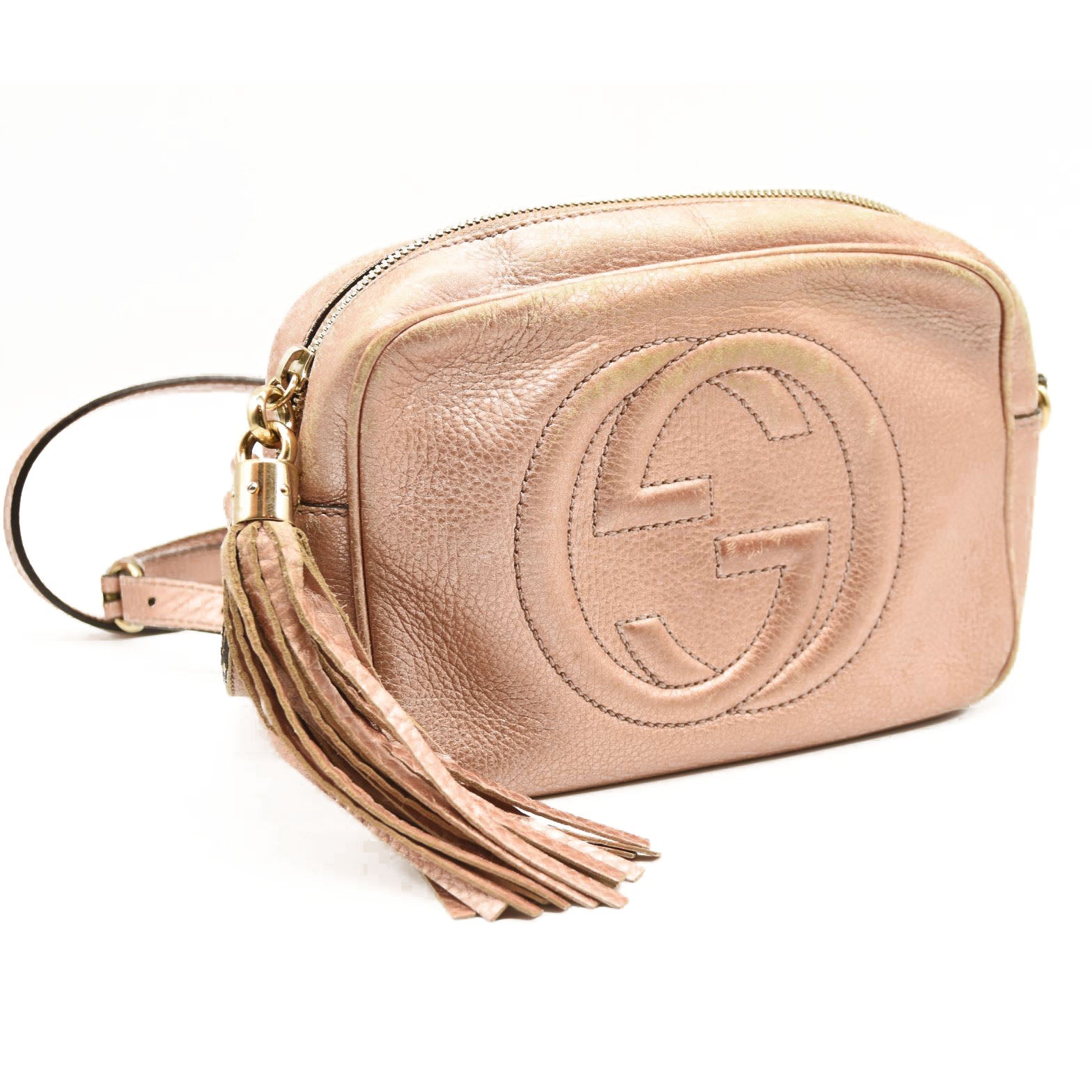 GUCCI Soho Disco Camelia Beige Rose Pink Light brown Leather