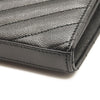 NEW SAINT LAURENT Grain De Poudre Matelasse Chevron Monogram Envelope Chain Wallet Black