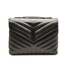 NEW SAINT LAURENT Calfskin Y Quilted Monogram Monochrome Medium Loulou Chain Satchel Black