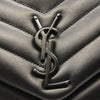 NEW SAINT LAURENT Calfskin Y Quilted Monogram Monochrome Medium Loulou Chain Satchel Black