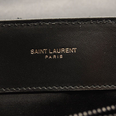 NEW SAINT LAURENT Calfskin Y Quilted Monogram Monochrome Medium Loulou Chain Satchel Black