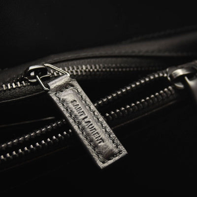 NEW SAINT LAURENT Calfskin Y Quilted Monogram Monochrome Medium Loulou Chain Satchel Black