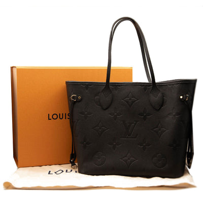 USED LOUIS VUITTON Empreinte Monogram Giant Neverfull MM Black Microchipped