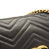 Used Gucci Calfskin Matelasse Medium GG Marmont Shoulder Bag Black