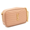 NEW SAINT LAURENT Lou Mini Ysl Grain De Poudre Camera Crossbody Bag Peach